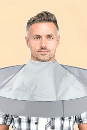 Adjustable Hair Cutting Cape Umbrella with Black Comb - Foldable, Nylon Salon Shawl for Men and Women, Ideal for Professional and Home Use