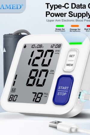 ALPHAMED Automatic Upper Arm Blood Pressure Monitor, Super Large Cuff 22-42cm, 180 Memory Settings, Indicator Light, Battery Powered (No Plug), Model U87E