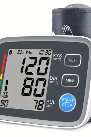 ALPHAMED Automatic Digital Blood Pressure Monitor with 22.1-43.18cm Cuff - Battery Operated, No Plug Needed, Includes Memory Function, Start/Stop Button, and Durable Design for Home Use, Home Blood Pressure Monitor|Modern Blood Pressure Monitor|Durable Blood Pressure Monitor
