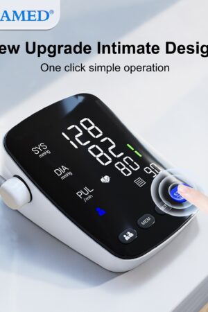 ALPHAMED Automatic Upper Arm Cuff Digital Sphygmomanometer, High-End LED Curved Screen, 2x199 Memory, 22.1-43.18 cm Blood Pressure Cuff, USB Powered, C-Cable Included, for Home Use - Gifts for Family & Friends (Batteries Not Included