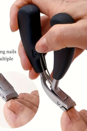 1pc Heavy-Duty Stainless Steel Nail Clippers with Curved Blade - Large Opening for Thick Nails, Splash-Proof, Precise Trimming for Men's Toenails, Ergonomic Long Handle