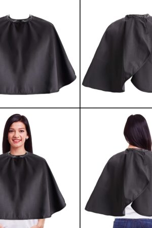 1pc Professional Salon Hairdressing Cape - Black, Adjustable Snap Closure, &, Ideal for Shampoo, Dye, and Makeup Application, Hairdressing Tools