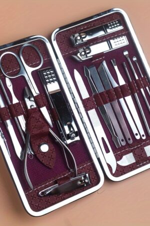 Professional 19pcs Nail Clippers Manicure Tool Set - Cuticle Nippers And Cutter Kit - Portable Travel Case Grooming Kit for Travel